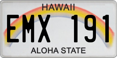HI license plate EMX191