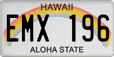 HI license plate EMX196