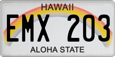 HI license plate EMX203