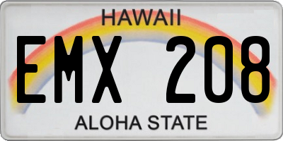 HI license plate EMX208