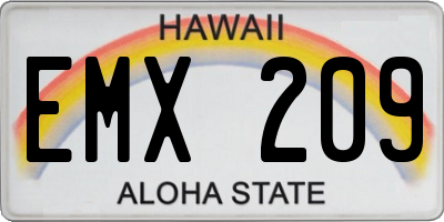 HI license plate EMX209