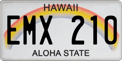 HI license plate EMX210