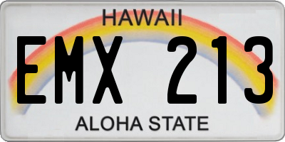 HI license plate EMX213