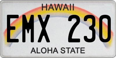 HI license plate EMX230