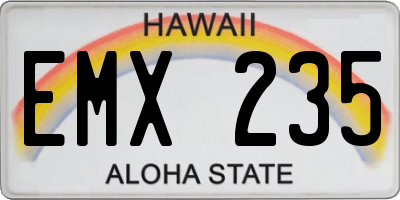 HI license plate EMX235