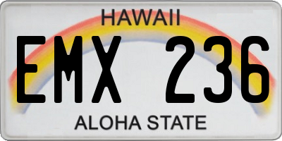 HI license plate EMX236