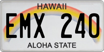 HI license plate EMX240
