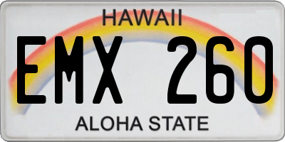 HI license plate EMX260
