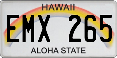 HI license plate EMX265