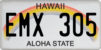 HI license plate EMX305