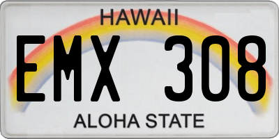 HI license plate EMX308