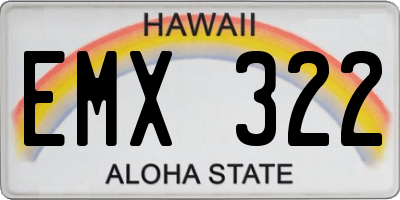HI license plate EMX322