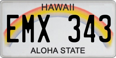 HI license plate EMX343