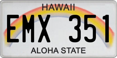 HI license plate EMX351