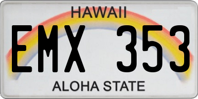 HI license plate EMX353