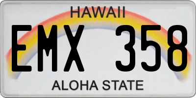 HI license plate EMX358