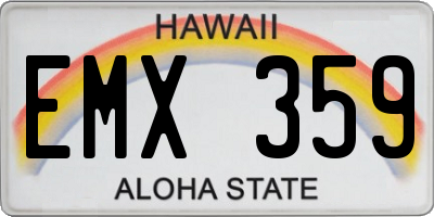 HI license plate EMX359