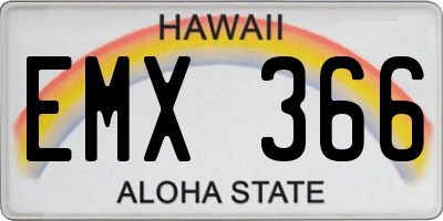 HI license plate EMX366