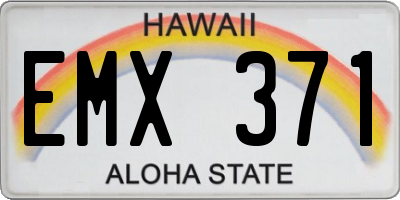 HI license plate EMX371