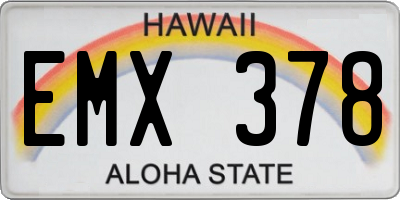 HI license plate EMX378