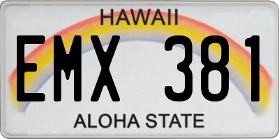 HI license plate EMX381