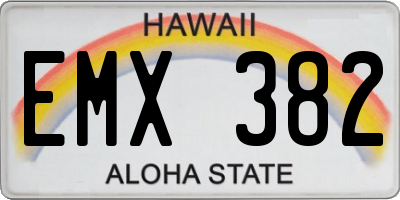HI license plate EMX382
