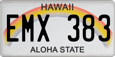 HI license plate EMX383
