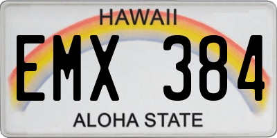 HI license plate EMX384