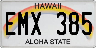 HI license plate EMX385