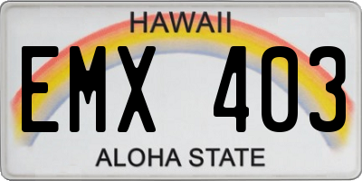 HI license plate EMX403