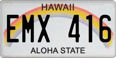 HI license plate EMX416