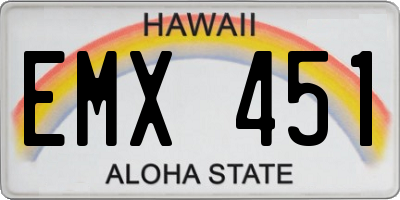 HI license plate EMX451