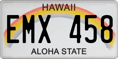 HI license plate EMX458