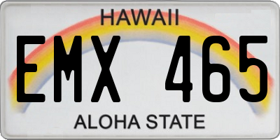 HI license plate EMX465