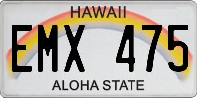 HI license plate EMX475