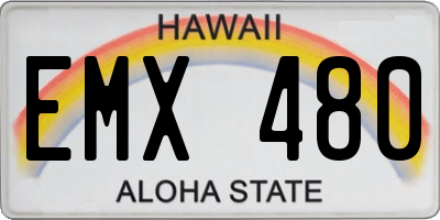 HI license plate EMX480