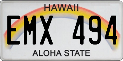 HI license plate EMX494