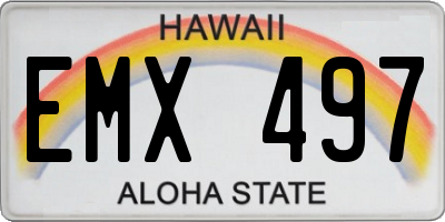 HI license plate EMX497