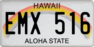 HI license plate EMX516
