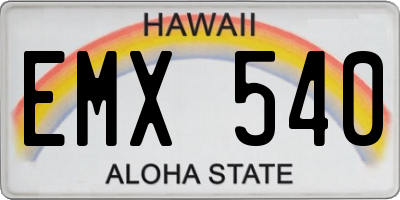 HI license plate EMX540
