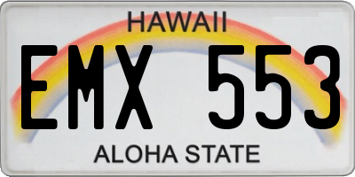 HI license plate EMX553