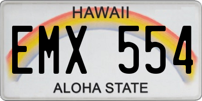 HI license plate EMX554