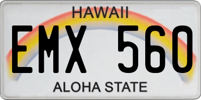 HI license plate EMX560