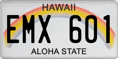 HI license plate EMX601