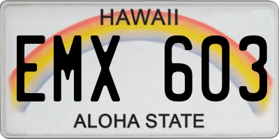 HI license plate EMX603