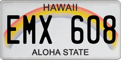 HI license plate EMX608