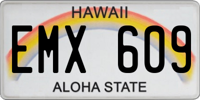HI license plate EMX609