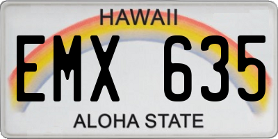 HI license plate EMX635
