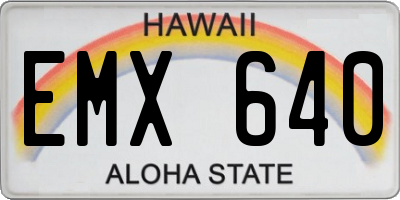 HI license plate EMX640