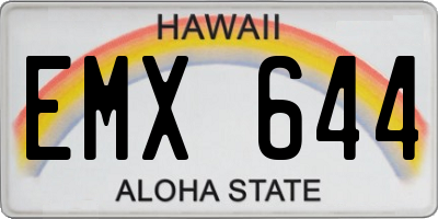 HI license plate EMX644
